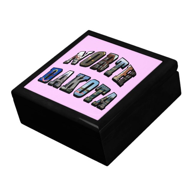 North Dakota Picture Text Gift Box (Side)