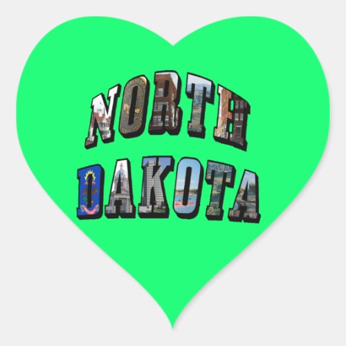 North Dakota Picture Text Heart Sticker