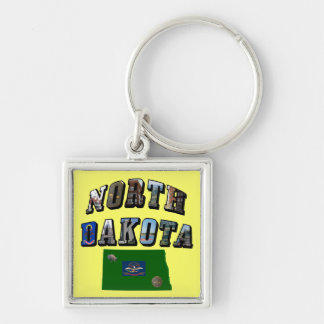 North Dakota Picture Text Keychain