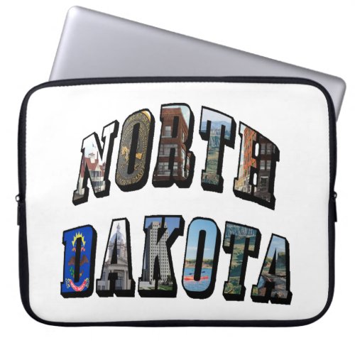 North Dakota Picture Text Laptop Sleeve