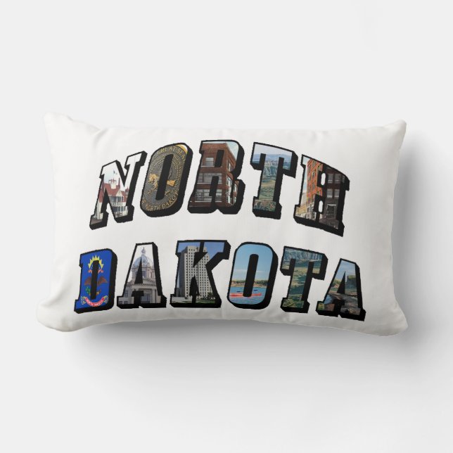North Dakota Picture Text Lumbar Pillow (Front)