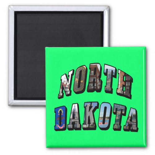 North Dakota Picture Text Magnet