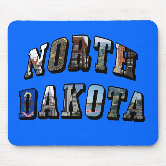 North Dakota Picture Text Mouse Pad (Front)