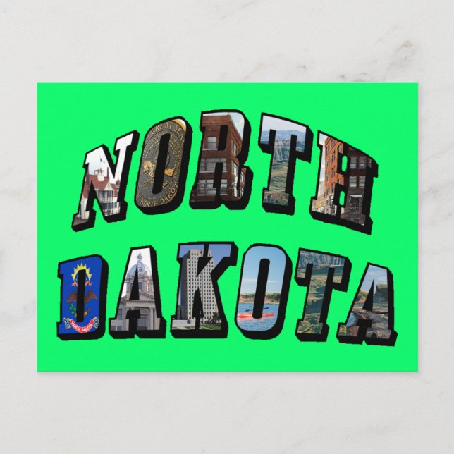North Dakota Picture Text Postcard (Front)