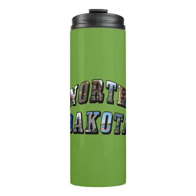 North Dakota Picture Text Thermal Tumbler (Front)