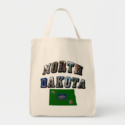 North Dakota Picture Text Tote Bag