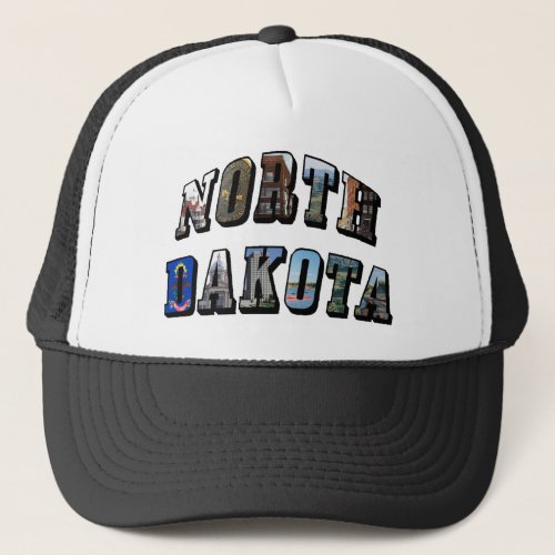 North Dakota Picture Text Trucker Hat