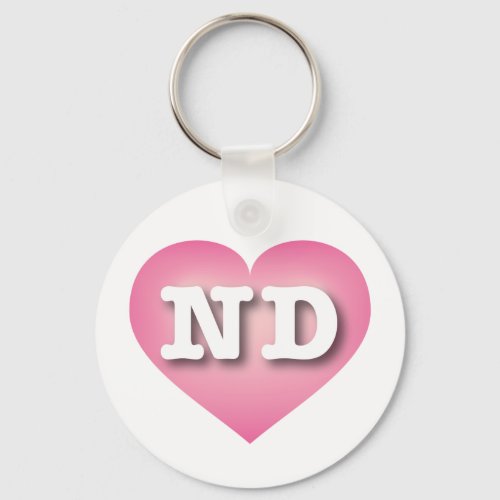North Dakota Pink Fade Heart _ I love ND Keychain