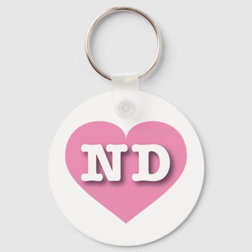 North Dakota Pink Heart _ I love ND Keychain