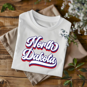North Dakota Red White and Blue Vintage T-Shirt