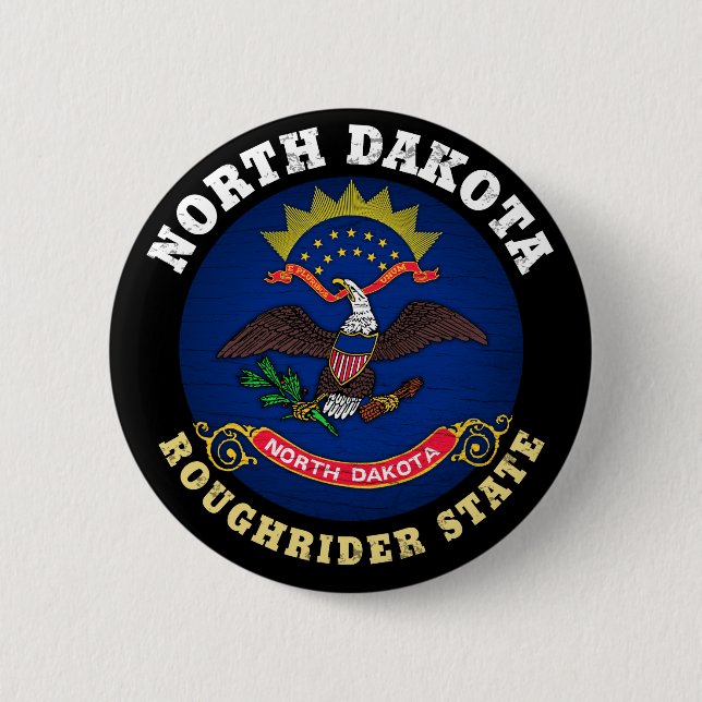 NORTH DAKOTA ROUGHRIDER STATE FLAG BUTTON (Front)