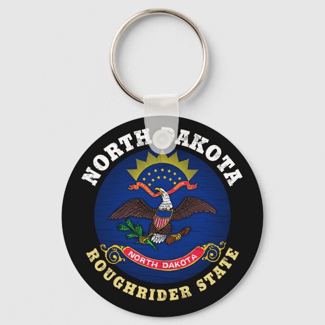 NORTH DAKOTA ROUGHRIDER STATE FLAG KEYCHAIN (Front)