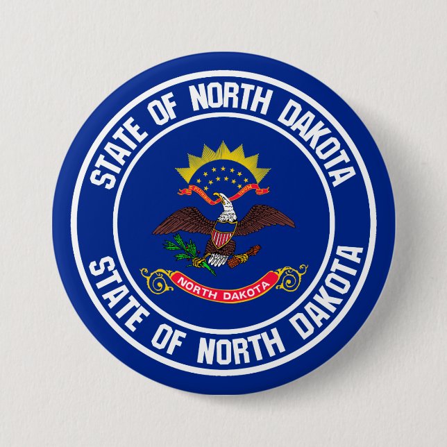 North Dakota Round Emblem Button (Front)