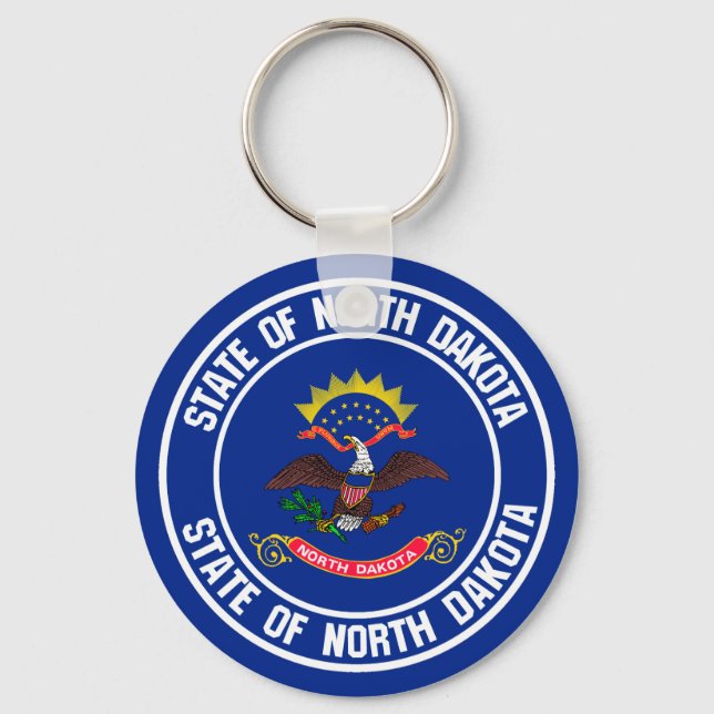 North Dakota Round Emblem Keychain (Front)