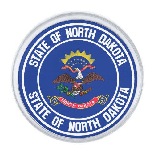 North Dakota Round Emblem Silver Finish Lapel Pin