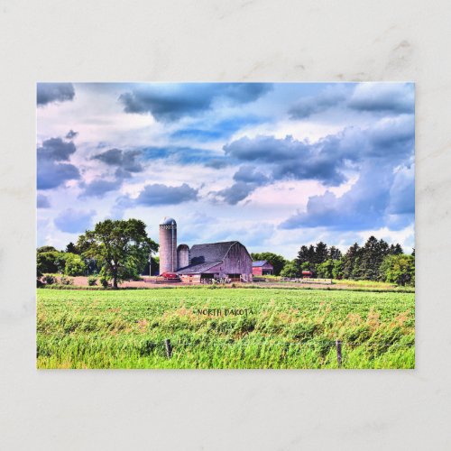 North Dakota rural farmland photograph Postcard