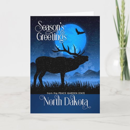 North Dakota Seasons Greetings Moose Holiday Card