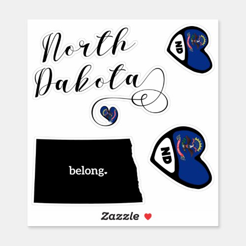 North Dakota Sheet of Die Cut Stickers