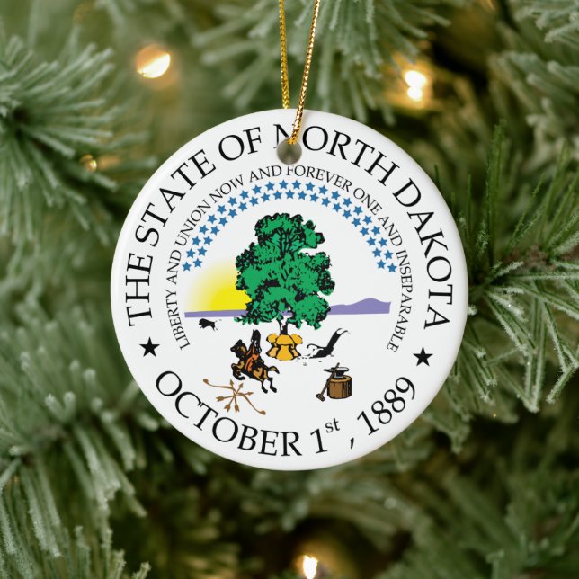 North Dakota sign Ceramic Ornament (Tree)