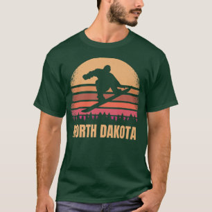 North Dakota Snowboarding Vintage ND Boarder Retro T-Shirt