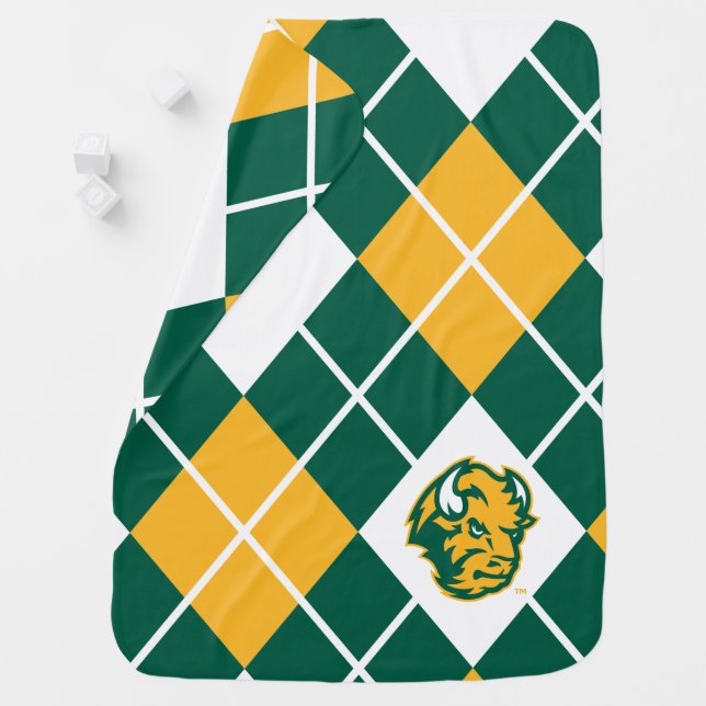 North Dakota State Argyle Pattern Baby Blanket (In Situ)