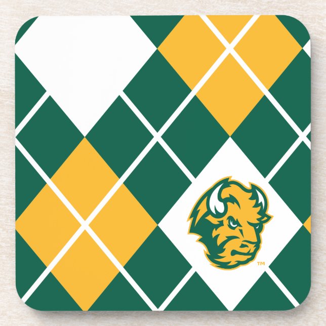 North Dakota State Argyle Pattern Beverage Coaster (Front)