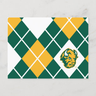 North Dakota State Argyle Pattern Invitation Postcard