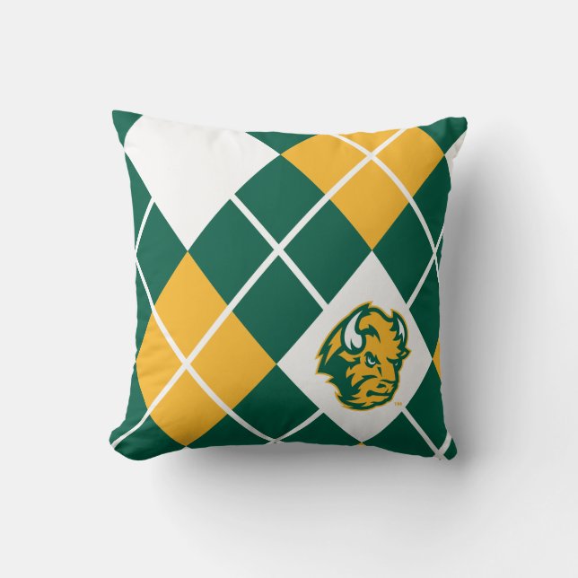 North Dakota State Argyle Pattern Throw Pillow (Front)