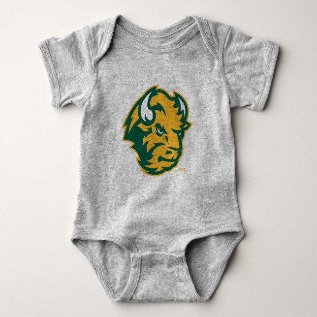 North Dakota State Bison Head Baby Bodysuit (Front)