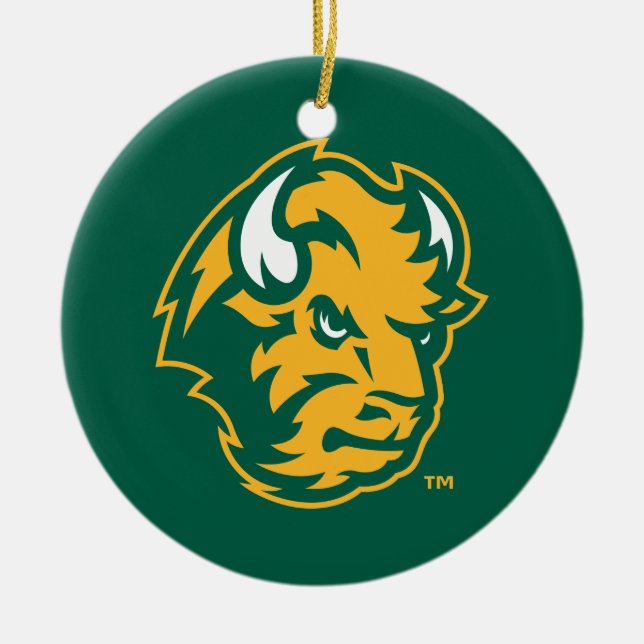 North Dakota State Bison Head Ceramic Ornament (Front)