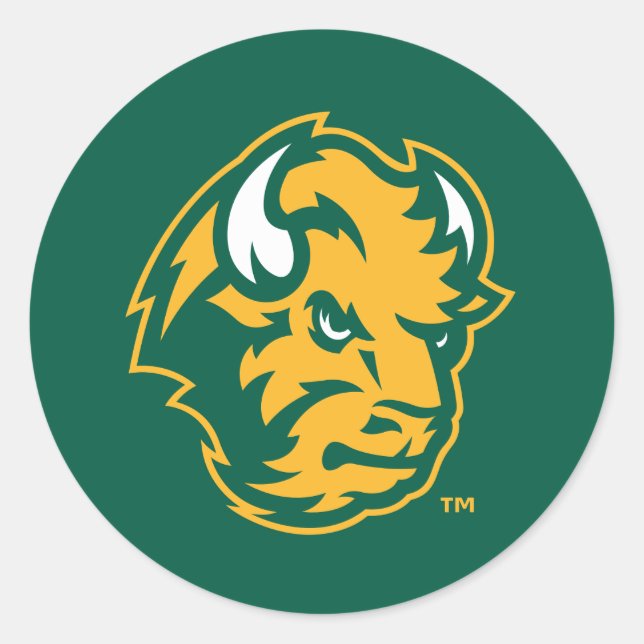 North Dakota State Bison Head Classic Round Sticker (Front)