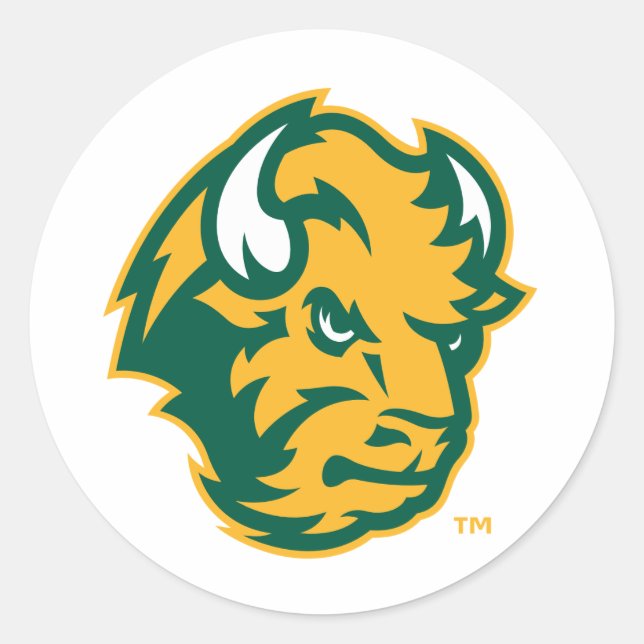 North Dakota State Bison Head Classic Round Sticker (Front)