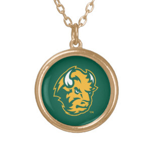 North Dakota State Bison Head Gold Plated Necklace
