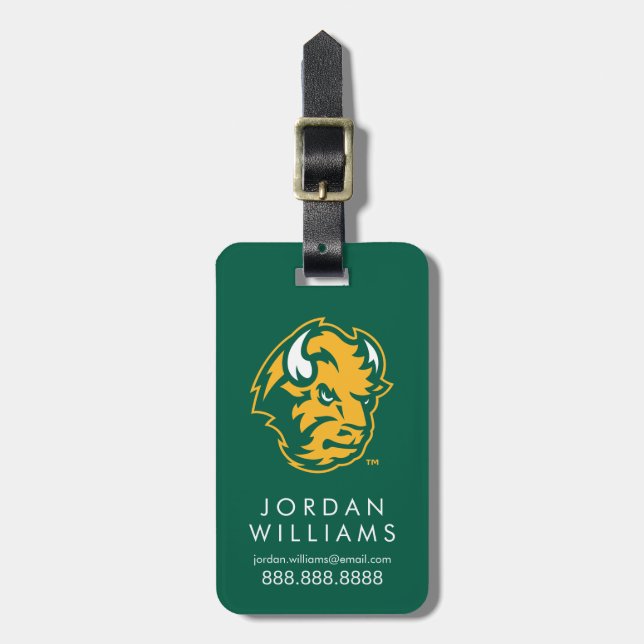 North Dakota State Bison Head Luggage Tag (Front Vertical)
