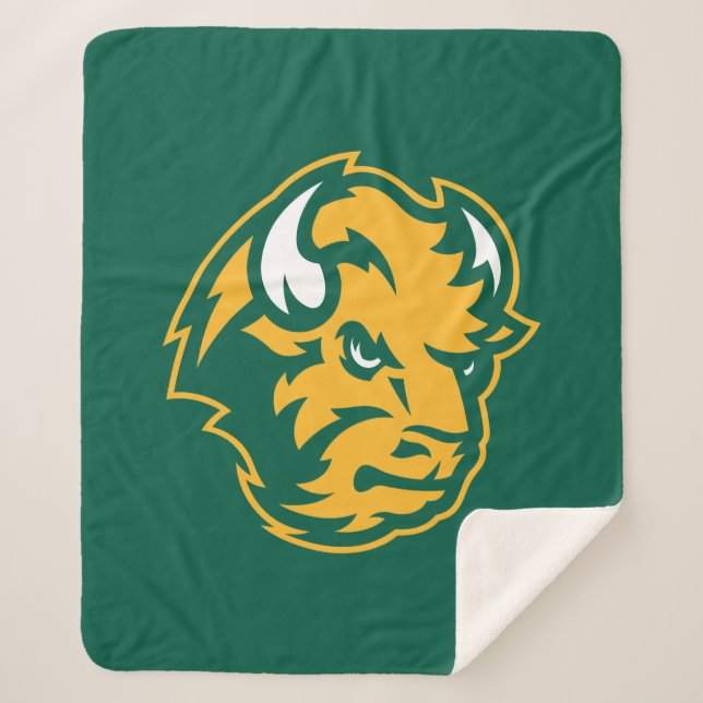 North Dakota State Bison Head Sherpa Blanket (Front)