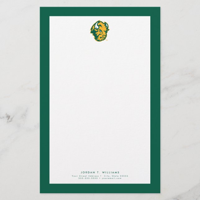 North Dakota State Bison Head Stationery (Front)