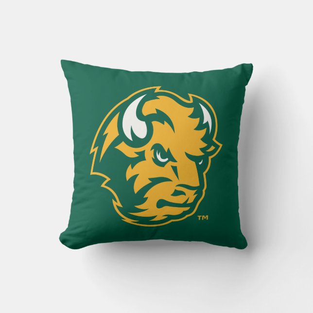 North Dakota State Bison Head Throw Pillow (Front)