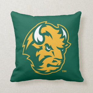 North Dakota State Bison Head Throw Pillow