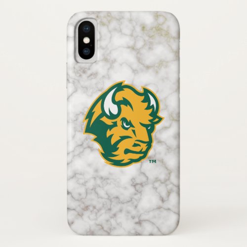 North Dakota State Bison Head White Marble iPhone X Case