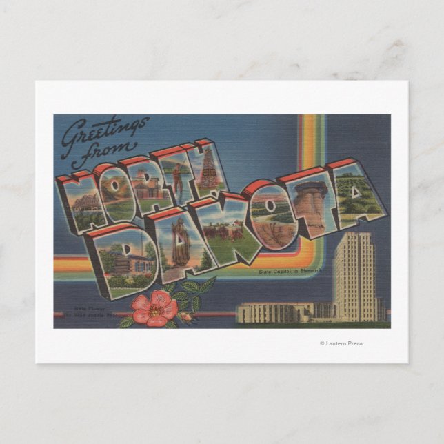 North Dakota (State Capital/Flower) Postcard (Front)