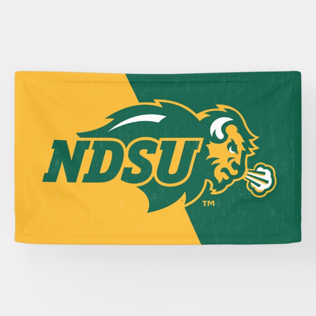 North Dakota State Color Block Distressed Banner (Horizontal)