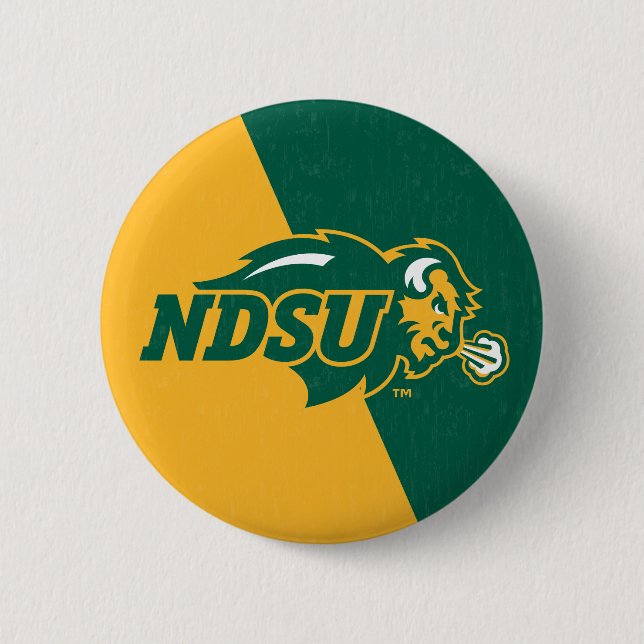 North Dakota State Color Block Distressed Button (Front)