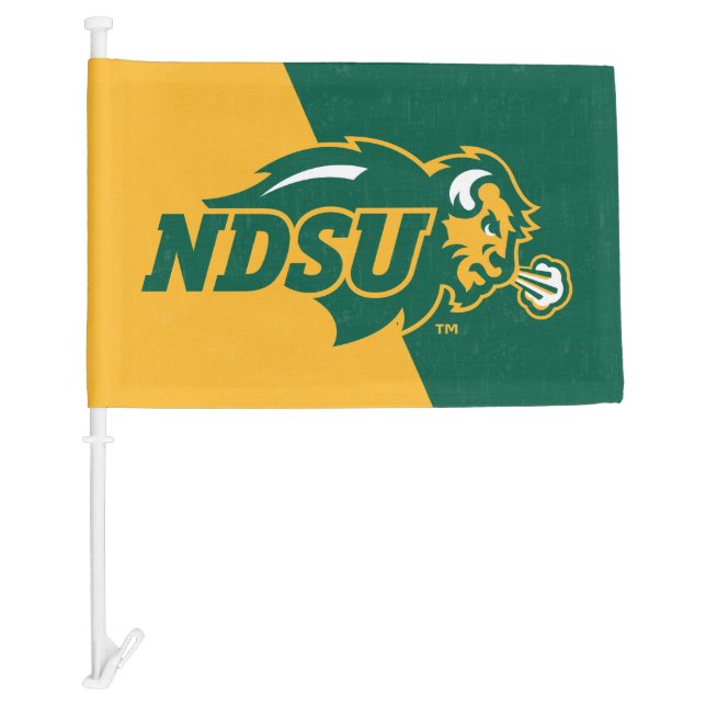 North Dakota State Color Block Distressed Car Flag (Front)