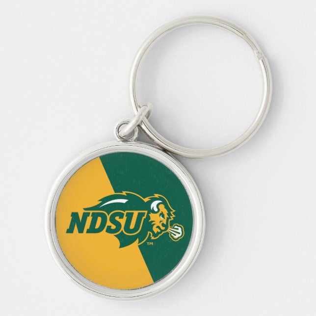 North Dakota State Color Block Distressed Keychain (Front)
