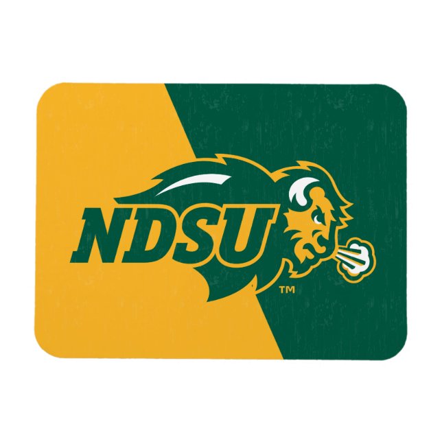 North Dakota State Color Block Distressed Magnet (Horizontal)