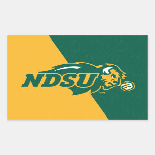 North Dakota State Color Block Distressed Rectangular Sticker