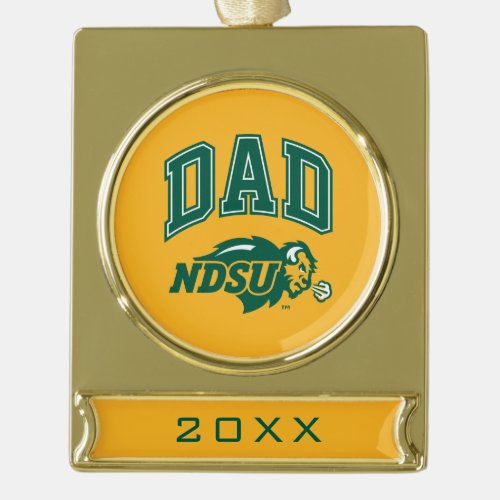 North Dakota State Dad Gold Plated Banner Ornament