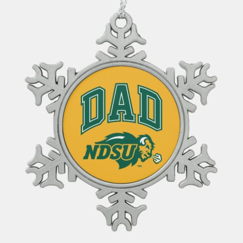 North Dakota State Dad Snowflake Pewter Christmas Ornament