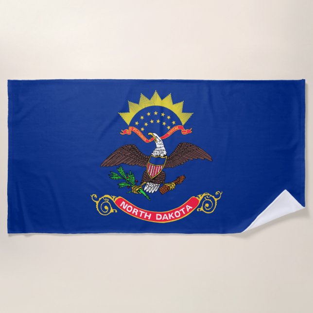 North Dakota State Flag Beach Towel (Front)