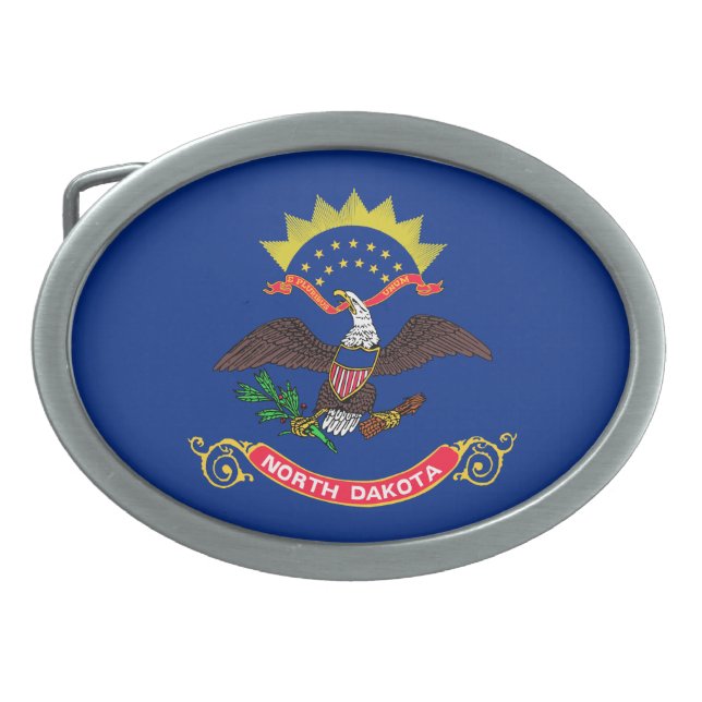North Dakota State Flag Belt Buckle (Front)